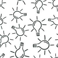 Hand drawn light bulb seamless pattern background. Business flat vector illustration. Idea lightbulb sign symbol pattern.