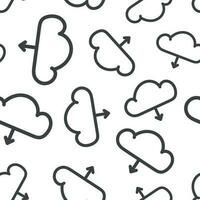 Cloud internet download seamless pattern background. Business flat vector illustration. Cloud computer sign symbol pattern.