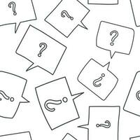 Question marks in thought bubbles seamless pattern background. Business flat vector illustration. Question mark sign symbol pattern.