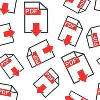 PDF download seamless pattern background. Business flat vector illustration. PDF format board sign symbol pattern.