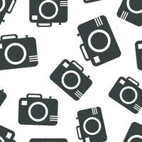 Camera icon seamless pattern background. Business flat vector illustration. Photography sign symbol pattern.