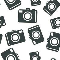 Camera icon seamless pattern background. Business flat vector illustration. Photography sign symbol pattern.