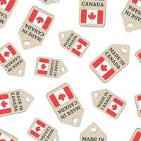 Hang tag made in Canada sticker with flag seamless pattern background. Business flat vector illustration. Made in Canada sign symbol pattern.