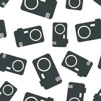 Camera icon seamless pattern background. Business flat vector illustration. Photography sign symbol pattern.