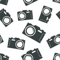 Camera icon seamless pattern background. Business flat vector illustration. Photography sign symbol pattern.