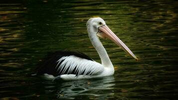 The parrot or pelican is a water bird that has a pouch under its beak, and is part of the Pelecanidae bird family. photo