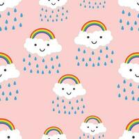 Happy rainbow emotion with clouds seamless pattern background icon. Business flat vector illustration. Rainbow sign symbol pattern.