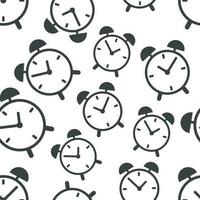 Alarm clock seamless pattern background icon. Business flat vector illustration.  Clock time sign symbol pattern.