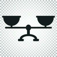 Scale weigher vector icon. Weigher, balance sign illustration. Business concept simple flat pictogram on isolated background.