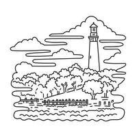 Currituck Beach Lighthouse in Outer Banks North Carolina USA Mono Line Art vector