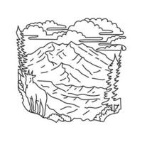 Mountain Goat in Denali National Park and Preserve Alaska USA Mono Line Art vector