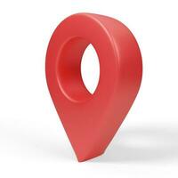 3D render red pin map location pointer icon. photo