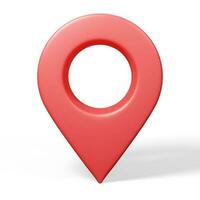 3D render red pin map location pointer icon. photo