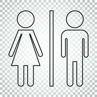 WC, toilet line vector icon. Men and women sign for restroom on isolated background. Simple business concept pictogram.