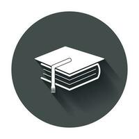 Education and book. Flat icon vector illustration with long shadow.