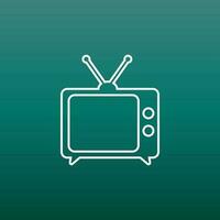 Tv Icon vector illustration in line style on green background. Television symbol for web site design, logo, app, ui.
