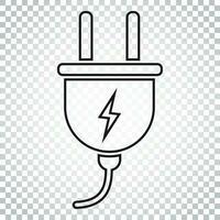 Plug vector icon in line style. Power wire cable flat illustration. Simple business concept pictogram on isolated background.