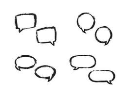 Hand drawn black speech bubble on white. Mind clouds templates set. Abstract sketches. Set of think and talk speech bubbles. Black and white illustration vector