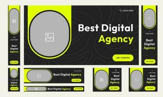 Set of startup business agency web banner template design for social media posts, fully customizable web banner, vector illutrator eps 10 file format