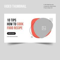 Food recipe videot thumbnail banner template design, trendy video cover banner design, abstract shape, customizable vector eps file