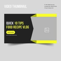 Food recipe vlog thumbnail banner template design, fully customizable vector eps 10 file format banner