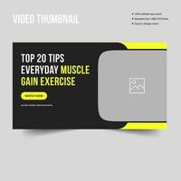 Grow muscle training video tips thumbnail web banner template design, fully editable vector eps 10 file format