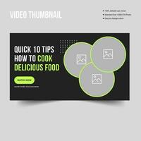 Geometric trendy video thumbnail banner template design for food vlog, custom size vector eps 10 file format