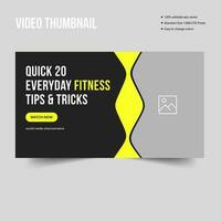 Body fitness exercise video training thumbnail banner template design, editable vector eps file format