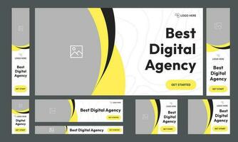 Digital agency set of web banner templte design for social media posts, startup banner design, fully editable vector eps 10 file format