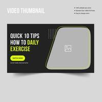 Daily fitness exercise guide video thumbnail banner template design, fully editable vector eps 10 file format design