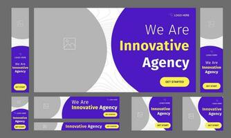 Set of innovative agency web banner template design for social media posts, digital agency web banner template, customizable vector eps 10 file format