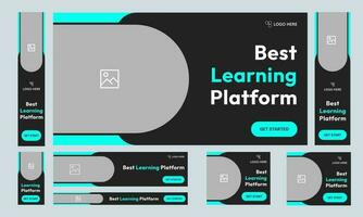 Set of learning platform web banner template design for social media posts, fully editable vector eps 10 file format banner design