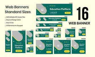 educación plataforma para social medios de comunicación correo, web conjunto bandera diseño vector