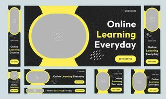 Online learning creative set of web banner template design for social media posts, education web banner design, fully customizabe vector eps 10 file format