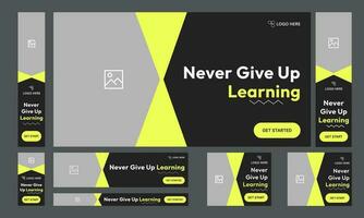 Set of learning courses offer web banner template design for social media posts, education trendy banner design, fully editable vector eps 10 file format