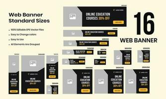 Online education set of web banner design templates for social media posts, consulting, learning, and education courses. Modern vector illustration concepts for website and mobile website development.