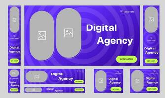 Set of multipurpose digital agency web banner template for social media posts, editable vector eps 10 file format