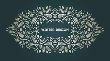 Luxury Christmas frame, abstract sketch winter design templates for package vector