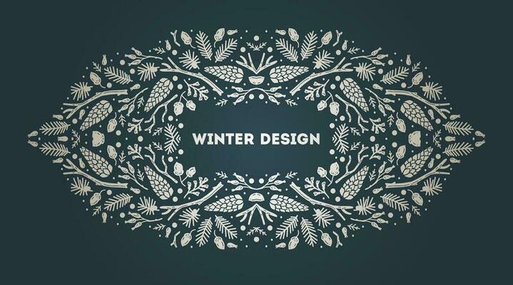 Luxury Christmas frame, abstract sketch winter design templates for package