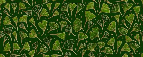 Ginkgo leaves seamless pattern. Floral background Luxury elegant pattern. vector