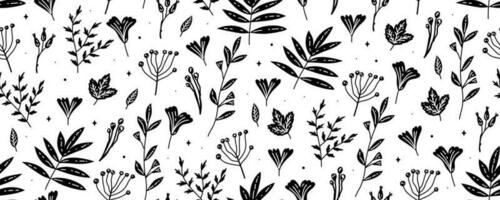 Monochrome seamless pattern with autumn leaves. vector