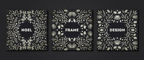 Luxury Christmas frames set, abstract sketch winter design templates for package vector