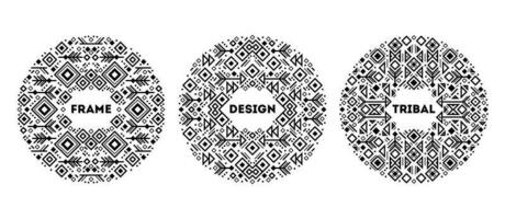 Vector set of tribal cover templates, decorative geometric aztec borders