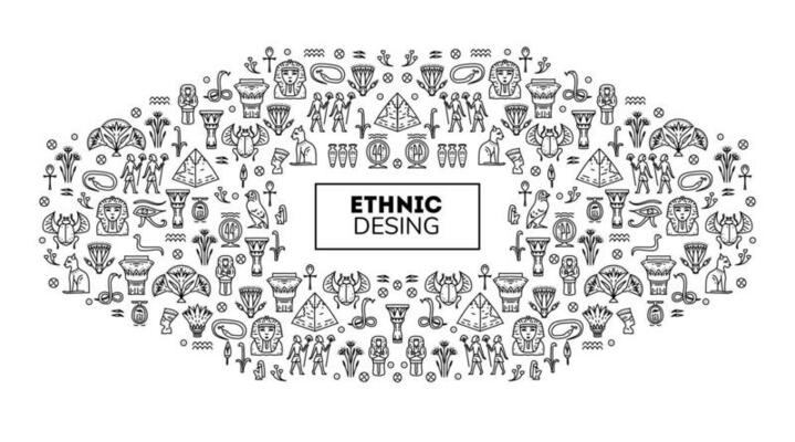 Set of vector african cover templates, decorative geometric Egypt borders