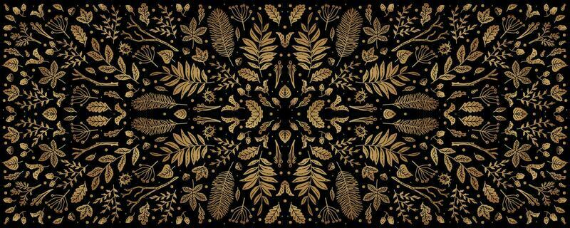 Golden art decoration illustration. Luxury seamless pattern with gold leaves.