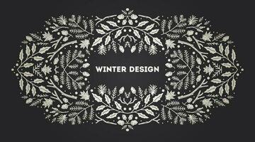 Luxury Christmas frame, abstract sketch winter design templates for package vector