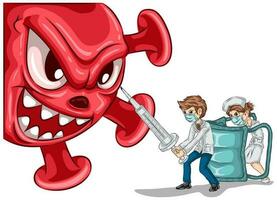 The battle with the virus of doctors and nurses vector