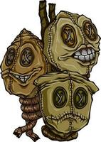 vector illustration of three voodoo doll heads