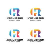 Set of letter R logo design with 3d colorful style Premium Vector