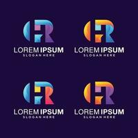 Set of letter R logo design with 3d colorful style Premium Vector